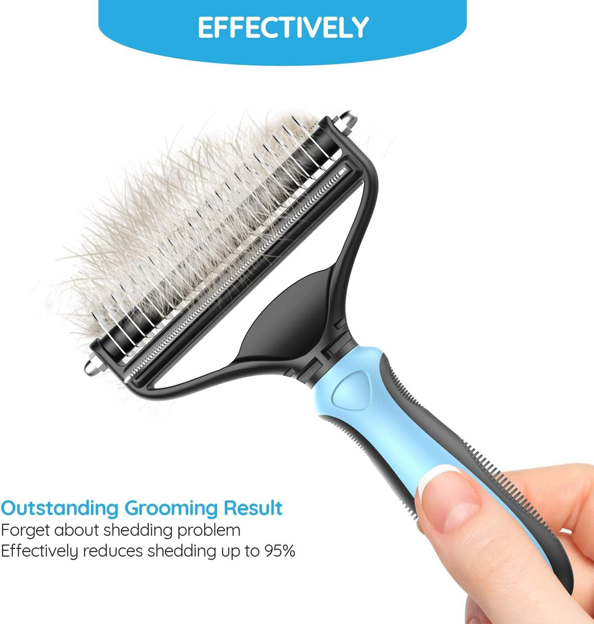 Pet Grooming Tool, 2 Sided Cat and Dog Brush for Shedding, Dual Head Comb