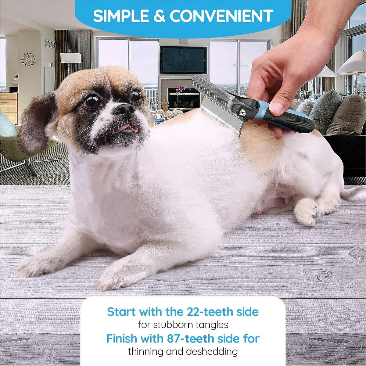 Pet Grooming Tool, 2 Sided Cat and Dog Brush for Shedding, Dual Head Comb