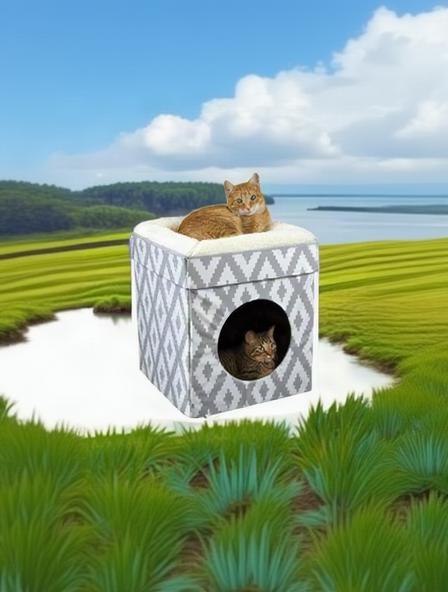 Indoor Cat Cube Furniture, White Cube