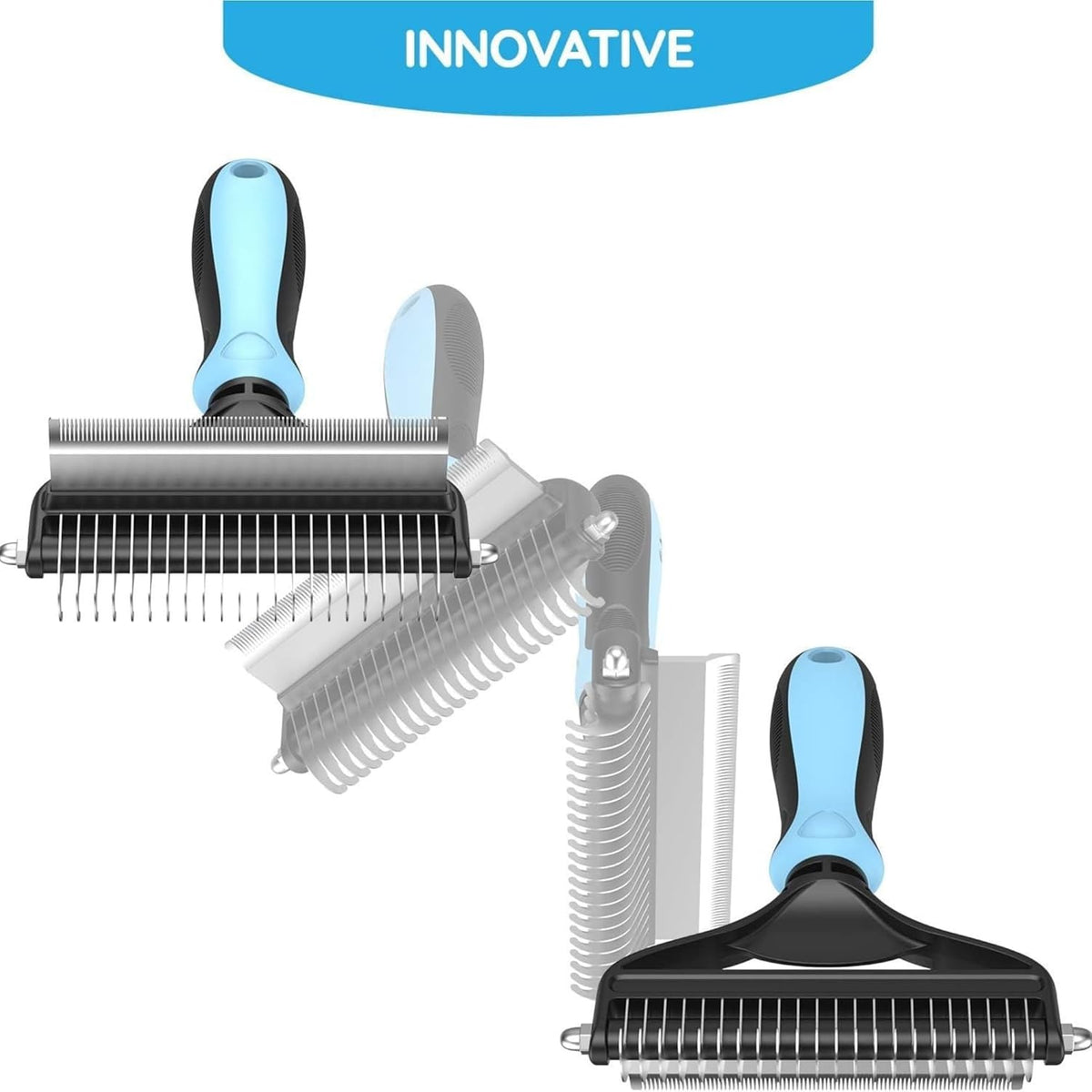 Pet Grooming Tool, 2 Sided Cat and Dog Brush for Shedding, Dual Head Comb