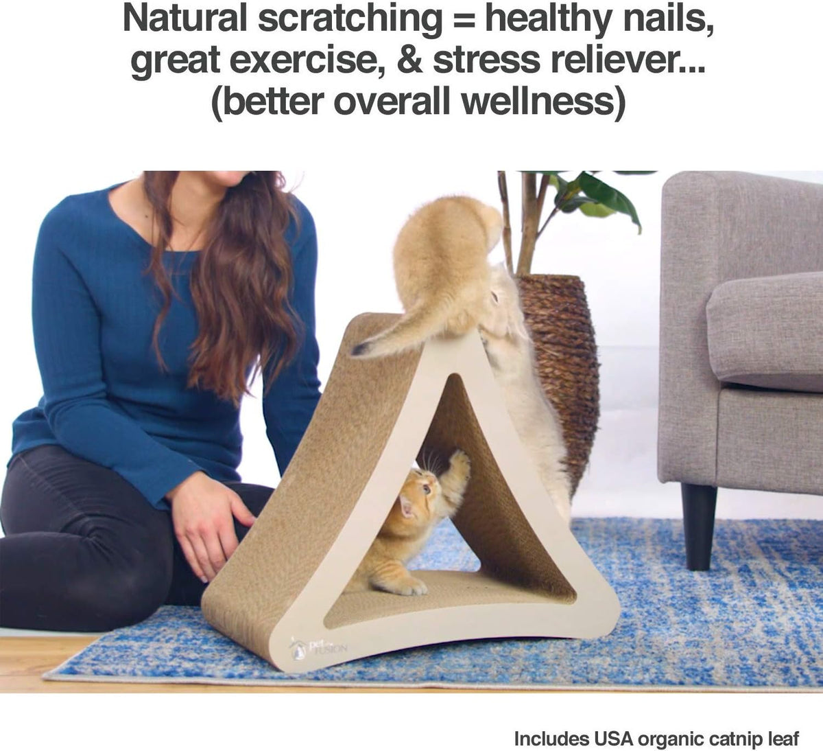 Vertical Tri-Sided Cat Scratching Post - 18" x 10.5" x 15.9