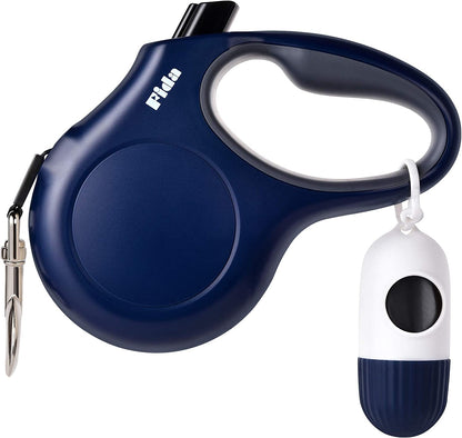 Retractable Dog Leash with Dispenser and Poop Bags,16 Ft, Navy Blue